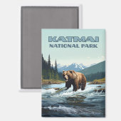 Katmai National Park Alaska Bear Brooks River Magnet (Vorderseite/Rückseite)