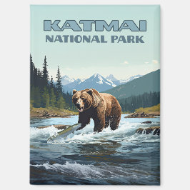 Katmai National Park Alaska Bear Brooks River Magnet