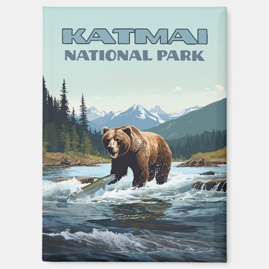 Katmai National Park Alaska Bear Brooks River Magnet (Vorderseite)