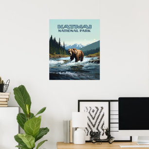 Katmai National Park Alaska Bear Brooks River Poster