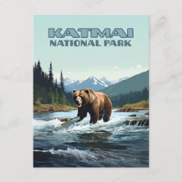 Katmai National Park Alaska Bear Brooks River Postkarte