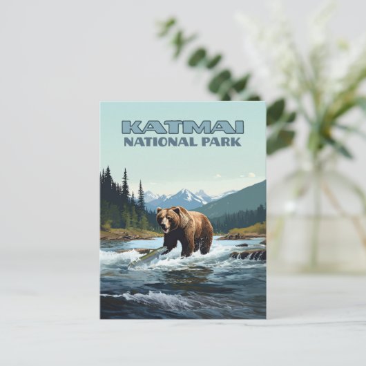 Katmai National Park Alaska Bear Brooks River Postkarte (Stehend Vorderseite)