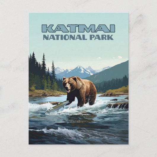 Katmai National Park Alaska Bear Brooks River Postkarte (Vorderseite)