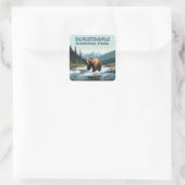Katmai National Park Alaska Bear Brooks River Quadratischer Aufkleber (Tasche)