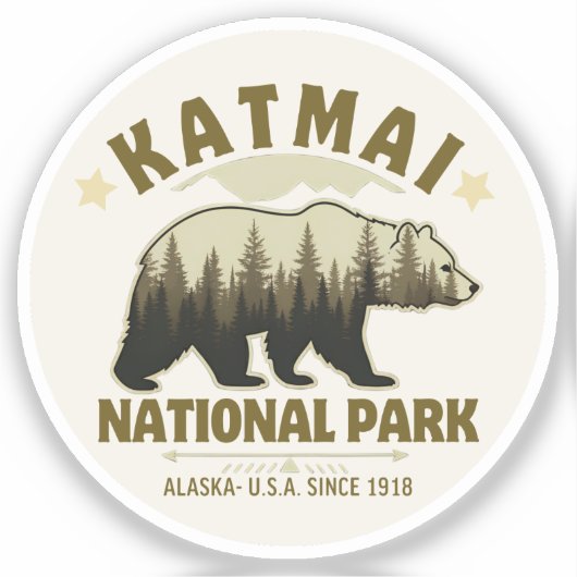 Katmai National Park Alaska Since 1918 Aufkleber (Vorderseite)