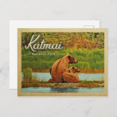 Katmai National Park Bears Vintag Postkarte (Vorne/Hinten)