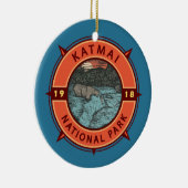 Katmai National Park Grizzly Bear Retro Compass Keramik Ornament (Rechts)