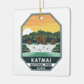 Katmai National Park Grizzly Bears Retro Emblem Keramikornament (Links)