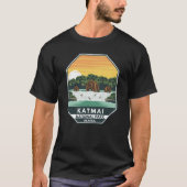 Katmai National Park Grizzly Bears Retro Emblem T-Shirt (Vorderseite)