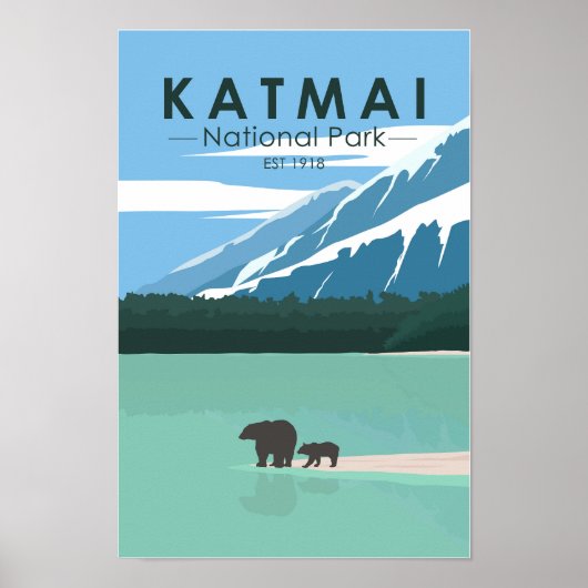 Katmai National Park Grizzly Bears Vintag Poster (Vorne)
