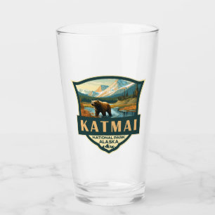 Katmai National Park Illustration Retro Abzeichen Glas