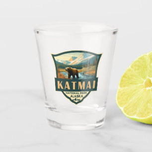 Katmai National Park Illustration Retro Abzeichen Schnapsglas
