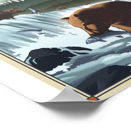 Katmai National Park Litho Artwork Poster (Ecke)