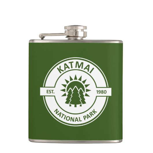 Katmai National Park Sun Trees Flachmann (Vorderseite)