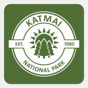 Katmai National Park Sun Trees Quadratischer Aufkleber