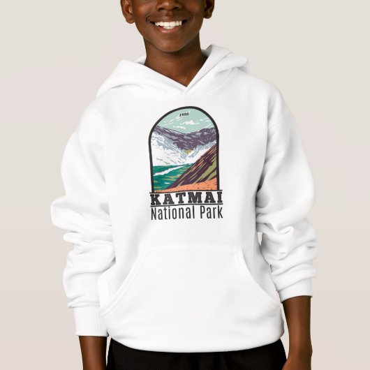 Katmai National Park Ten Tausend Raucher Vintag Hoodie (Vorderseite)