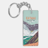 Katmai National Park Ten Tausend Raucher Vintag Schlüsselanhänger (Vorderseite links)