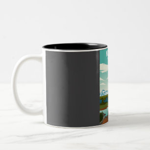 Katmai National Park Vintage Retro-Reiseposter a Zweifarbige Tasse