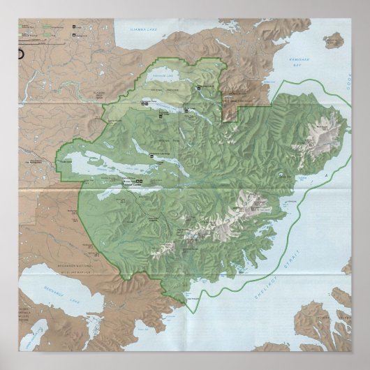 Katmai National Preserve Map Poster (Vorne)