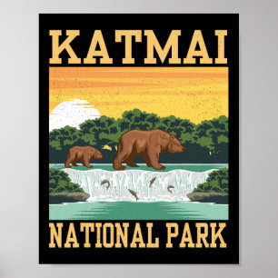 Katmai Nationalpark Alaska Bär Wandern Outdoor Poster