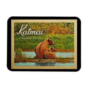 Katmai-Nationalpark Bären Vintage Magnet