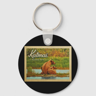 Katmai-Nationalpark Bären Vintage Schlüsselanhänger