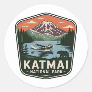 Katmai Nationalpark Vintage-Abzeichen Runder Aufkleber