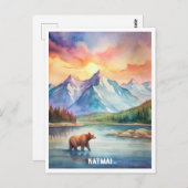 Katmai Nationalpark Wasserfarbenmalerei Postkarte (Vorne/Hinten)