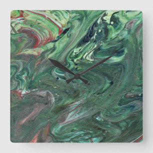 Katmandu 3 Mesmerisieren der grünen Abstrakten Wal Quadratische Wanduhr