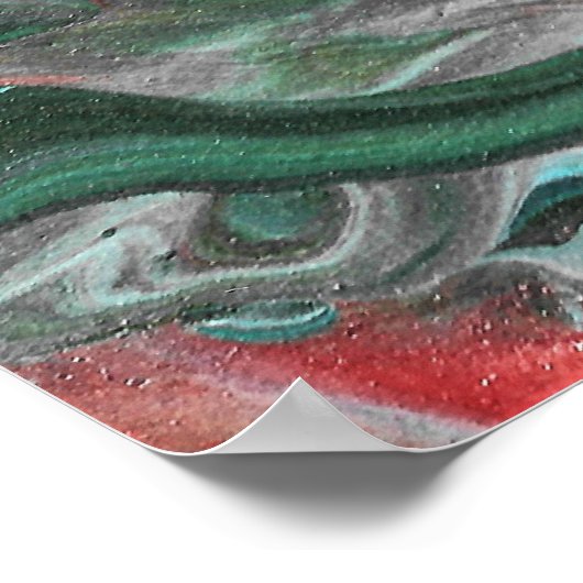 Katmandu 3 Mesmerisierend Grünes Abstraktes Poster (Ecke)