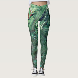 Katmandu 3 Mesmerizing Grüne Abstrakte Leggings