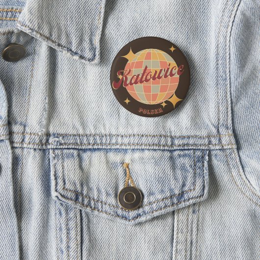 Katowice City Poland Retro Vintag Button