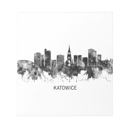 Katowice Poland Skyline BW Notizblock (Vorderseite)