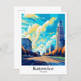 Katowice Poland Travel Potrait Illustration Postkarte
