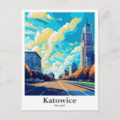 Katowice Poland Travel Potrait Illustration Postkarte (Vorderseite)