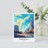 Katowice Poland Travel Potrait Illustration Postkarte (Stehend Vorderseite)
