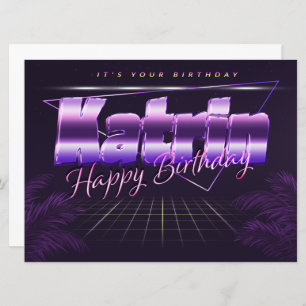 Katrin Name Vorname lila retro Karte Geburtstag