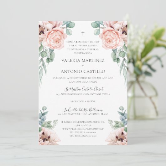 Katrina Invitación de Boda Catolica Einladung (Stehend Vorderseite)