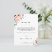 Katrina Pink Floral Hochzeitsempfang Danke Postkarte (Stehend Vorderseite)