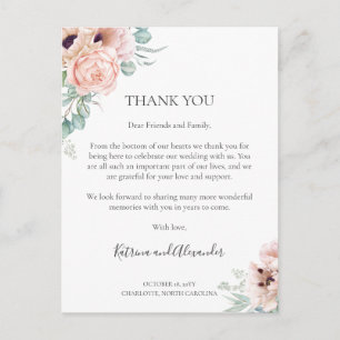 Katrina Pinke Florale Hochzeitsempfang Danke Postkarte