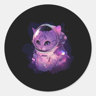 Katronaut Weltraumkatze Galaxy Kitten Astronaut Sp Runder Aufkleber