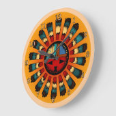 Katsina (Kachina) Feathered Sun Face Große Wanduhr (Winkel)