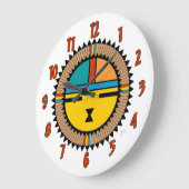 Katsina (Kachina) Sun Face Große Wanduhr (Winkel)