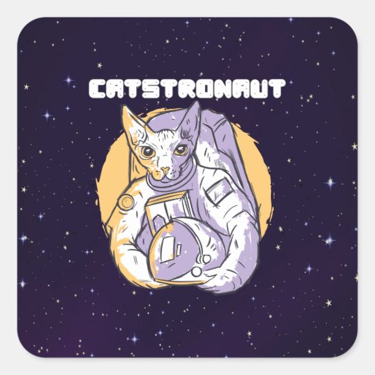 Katstronaut Cat Cosmonaut Quadratischer Aufkleber (Vorderseite)