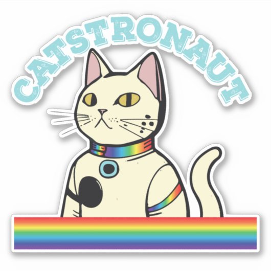 Katstronautenkatze ernsthaft aufkleber (Vorderseite)