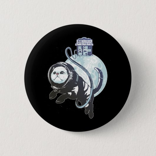 Katstronautenkatze im Weltraum Button (Vorderseite)