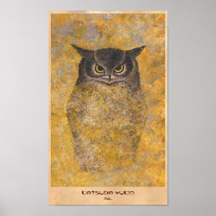 Katsuda Yukio Owl japanese orientalische Kunst Poster