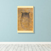 Katsuda Yukio Owl Japanese Woodblock Leinwanddruck (Insitu (Holzboden))