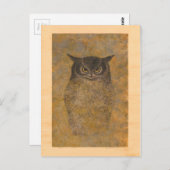 Katsuda Yukio Owl Japanese Woodblock Postkarte (Vorne/Hinten)