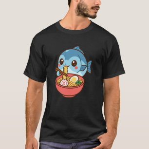 Katsuo-Fisch isst Ramen-Nudeln Kawaii Süß Lustig T-Shirt